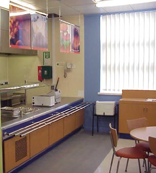 Staff canteen servery counter